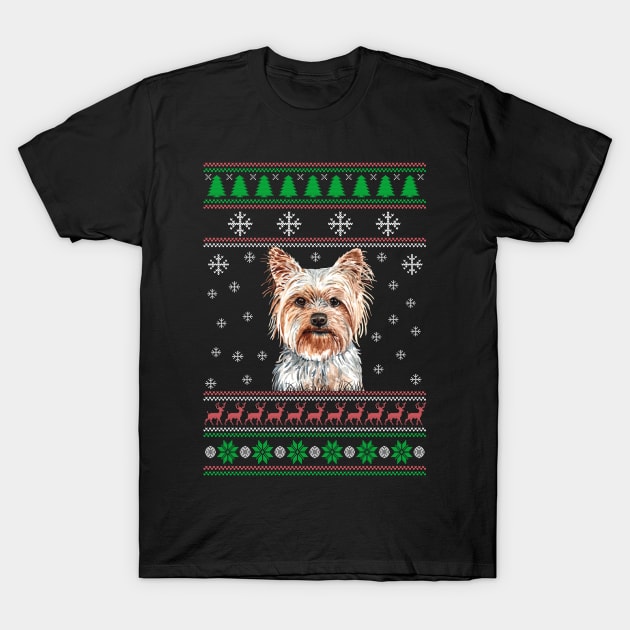 Cute Yorkshire Terrier Dog Lover Ugly Christmas Sweater For Women And Men Funny Gifts T-Shirt by uglygiftideas